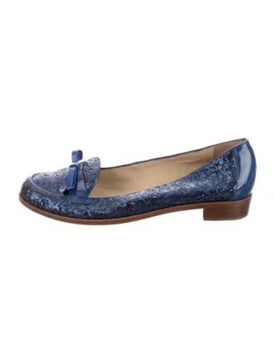 Pre-owned Kate Spade Glitter Patterned Loafers In Blue