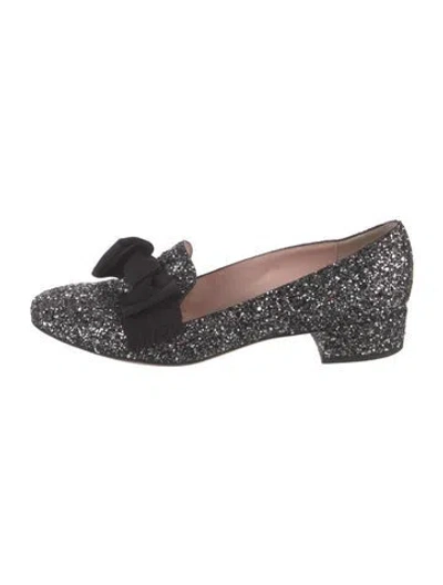Pre-owned Kate Spade Glitter Patterned Loafers In Metallic/silver