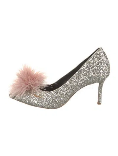 Pre-owned Kate Spade Glitter Patterned Pumps In Silver