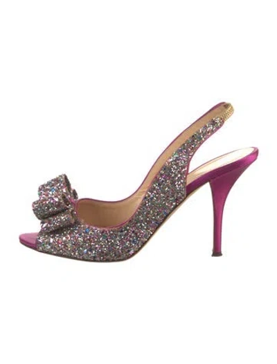 Pre-owned Kate Spade Glitter Patterned Slingback Pumps In Pink