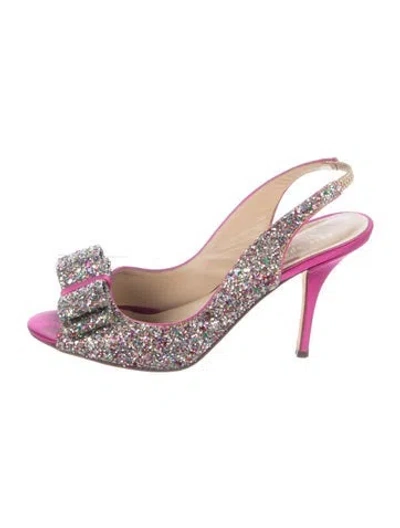 Pre-owned Kate Spade Glitter Patterned Slingback Pumps In Pink