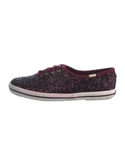 Pre-owned Kate Spade Glitter Patterned Sneakers In Burgundy
