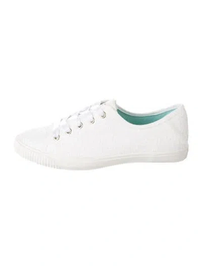Pre-owned Kate Spade Glitter Patterned Sneakers In White