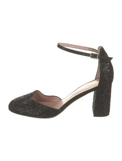 Pre-owned Kate Spade Glitter Pom-pom Embellishments Pumps In Black