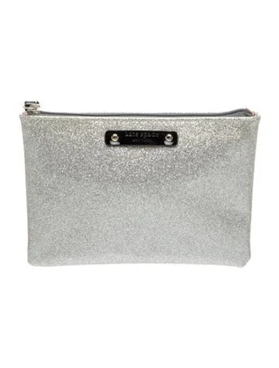 Pre-owned Kate Spade Glitter Portfolio In Silver