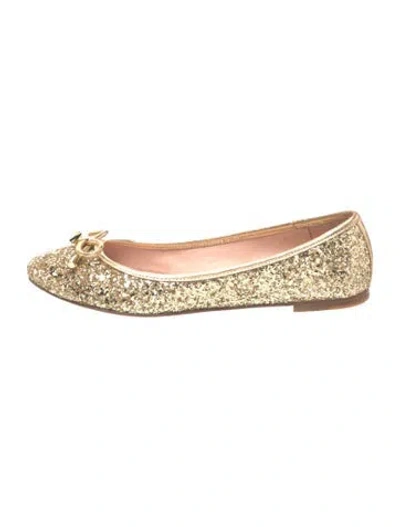 Pre-owned Kate Spade Glitter Printed Ballet Flats In Gold/metallic