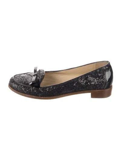 Pre-owned Kate Spade Glitter Printed Loafers In Black