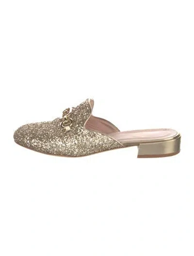 Pre-owned Kate Spade Glitter Printed Mules In Silver