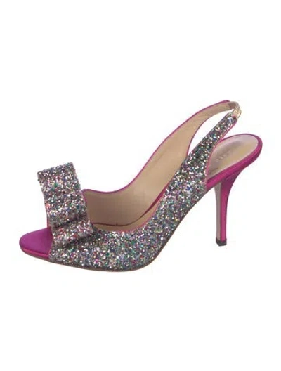 Pre-owned Kate Spade Glitter Printed Slingback Pumps In Pink