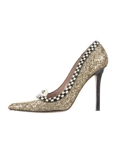 Pre-owned Kate Spade Glitter Pumps In Gold