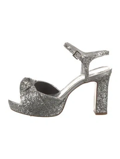 Pre-owned Kate Spade Glitter Sandals In Silver