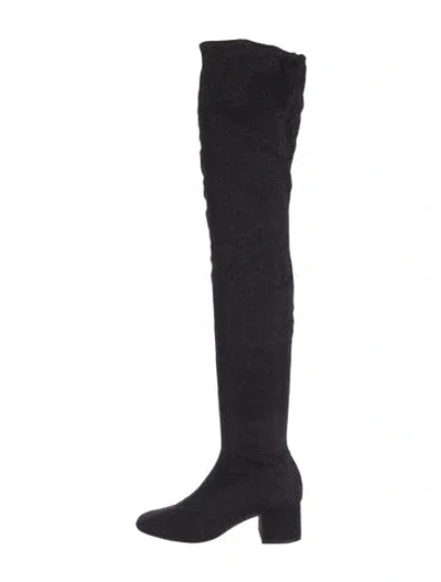 Pre-owned Kate Spade Glitter Sock Boots In Black