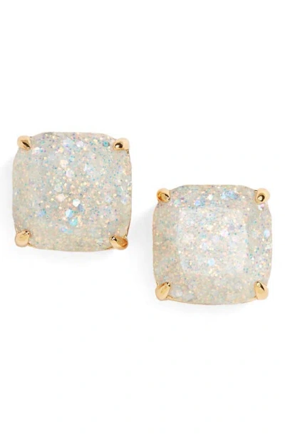 Kate Spade Mini Small Square Epoxy Stud Earrings In Opal Glitter