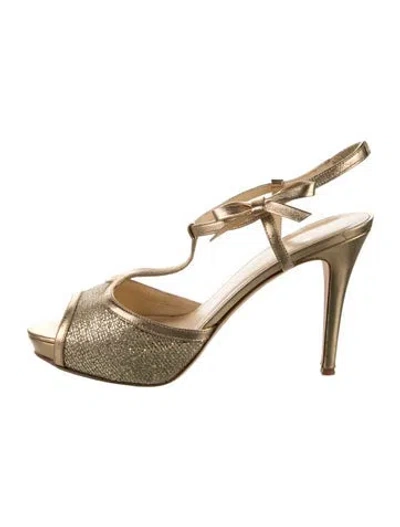 Pre-owned Kate Spade Glitter T-strap Pumps In Yellow