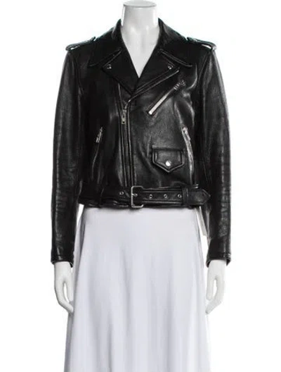 Pre-owned Kate Spade Goat Leather Biker Jacket In Black