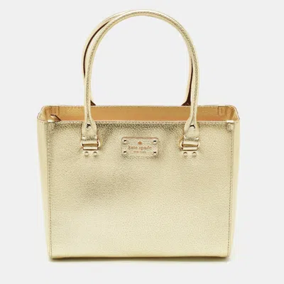 Pre-owned Kate Spade Gold Leather Quinn Wellesley Tote