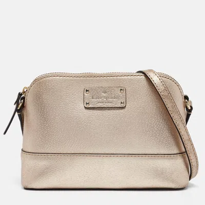 Pre-owned Kate Spade Gold Leather Wellesley Hanna Crossbody Bag