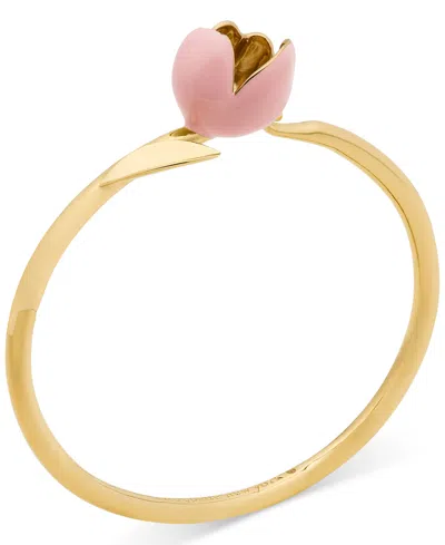 Kate Spade Gold Plated Bloom Bangle Bracelet In Pink