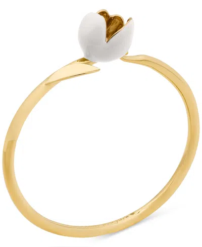 Kate Spade Gold Plated Bloom Bangle Bracelet In White