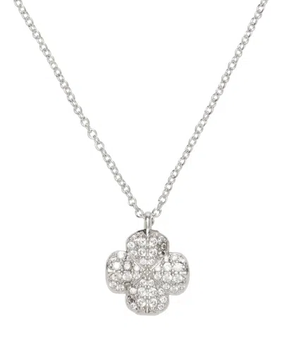 Kate Spade Gold Plated Flower Pave Mini Pendant Necklace In Silver