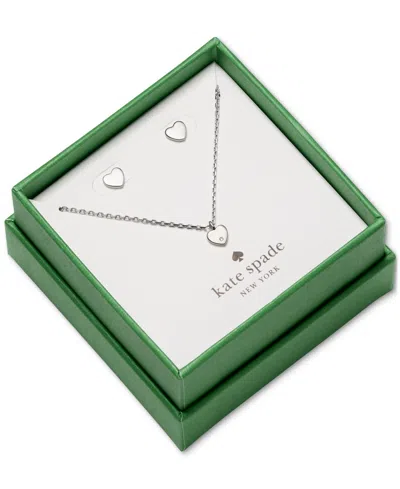 Kate Spade Gold Plated Mini Heart Pendant And Earrings Set In Metallic
