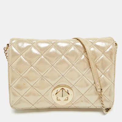 Pre-owned Kate Spade Gold Shimer Suede Chain Shoulder Bag