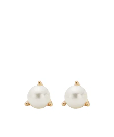 Kate Spade Gold Threeprong Pearl Stud Earrings In Multi