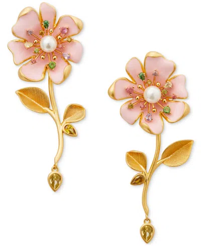 Kate Spade Gold-tone Bloom In Color Linear Earrings In Multi
