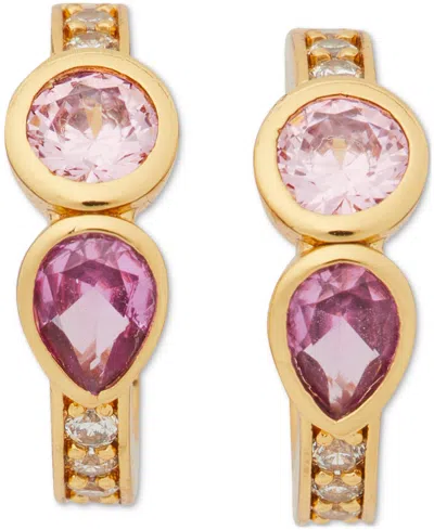 Kate Spade Gold-tone Bubbly Bezel Huggie Hoop Earrings, .55" In Pink Multi