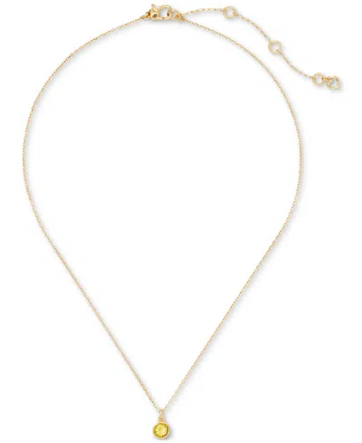 Kate Spade Gold-tone Bubbly Bezel Mini Pendant Necklace, 16" + 3" Extender In Green,gold