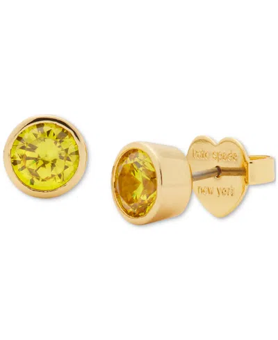 Kate Spade Gold-tone Bubbly Bezel Stud Earrings In Green,gold