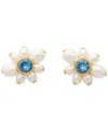Kate Spade Gold-tone Color Cubic Zirconia & Imitation Pearl Flower Stud Earrings In Multi
