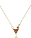 Kate Spade Gold-tone Color Cubic Zirconia Martini Mini Pendant Necklace, 16" + 3" Extender In Champagne
