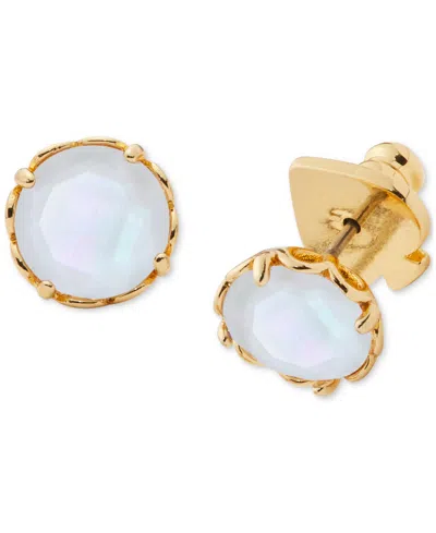 Kate Spade Gold-tone Color Cubic Zirconia Stud Earrings In Acetate White Mop,gold
