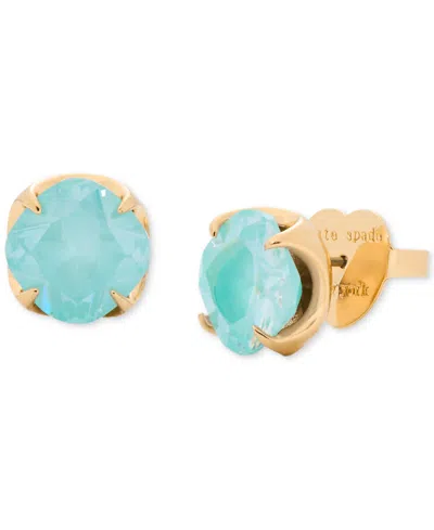 Kate Spade Gold-tone Color Cubic Zirconia Stud Earrings In Mint