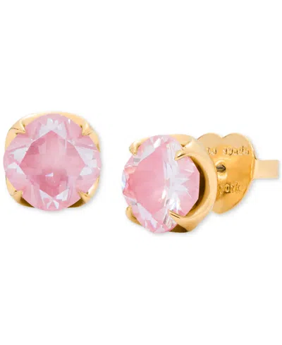 Kate Spade Gold-tone Color Cubic Zirconia Stud Earrings In Pink,gold