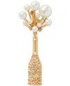 Kate Spade Gold-tone Crystal & Imitation Pearl Champagne Statement Earrings In Champagne