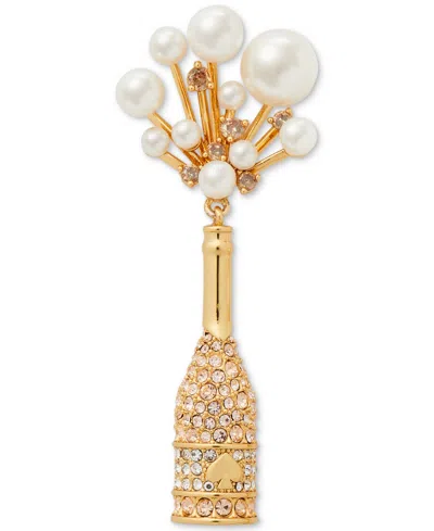 Kate Spade Gold-tone Crystal & Imitation Pearl Champagne Statement Earrings