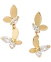 Kate Spade Gold-tone Crystal Social Butterfly Drop Earrings In Gold