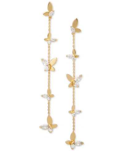 Kate Spade Gold-tone Crystal Social Butterfly Linear Earrings In Multi