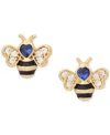 Kate Spade Gold-tone Cubic Zirconia Bee Stud Earrings In Multi