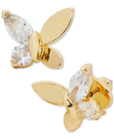 Kate Spade Gold-tone Cubic Zirconia Butterfly Stud Earrings