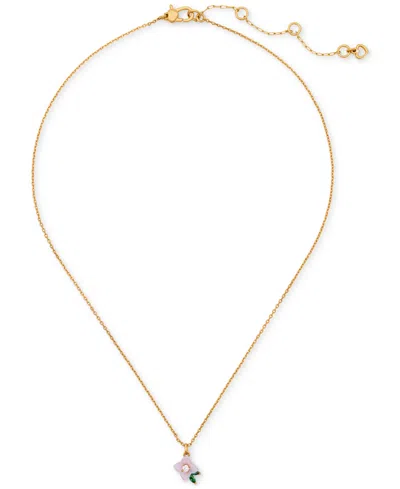 Kate Spade Gold-tone Cubic Zirconia Flower Pendant Necklace, 16" + 3" Extender In Blue,multi