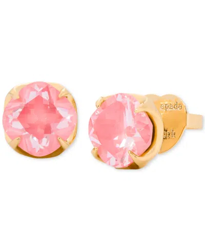 Kate Spade Gold-tone Cubic Zirconia Flower Stud Earrings In Light Coral
