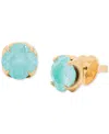 Kate Spade Gold-tone Color Cubic Zirconia Stud Earrings In Mint