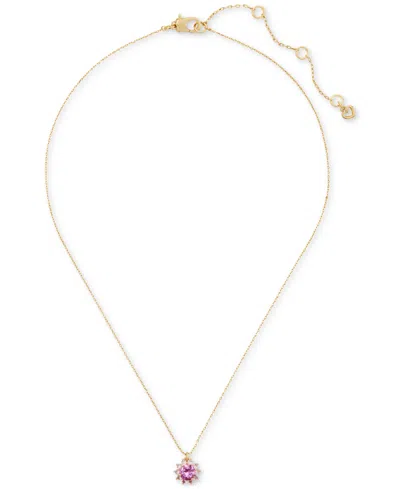 Kate Spade Gold-tone Cubic Zirconia Halo Pendant Necklace, 16" + 3" Extender In Pink Multi