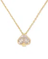 Kate Spade Gold-tone Cubic Zirconia Spade Mini Pendant Necklace, 16"+ 3" Extender In Clear,gold