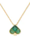 Kate Spade Gold-tone Cubic Zirconia Spade Mini Pendant Necklace, 16"+ 3" Extender In Green