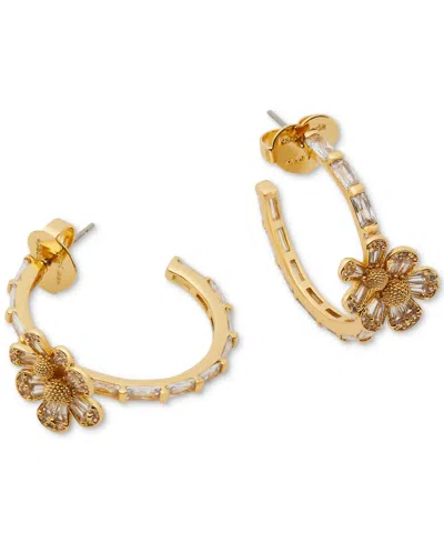 Kate Spade Gold-tone Fleurette Small Hoop Earrings, 1" In Clear,gold