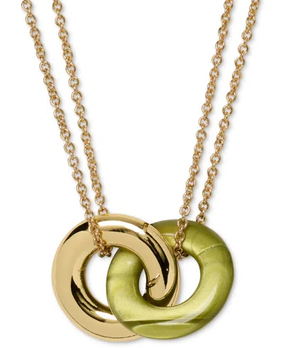 Kate Spade Gold-tone Interlock Light Green Pendant Necklace, 16" + 3" Extender